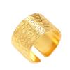 Wide Band Adjustable Stainless Steel Ring, Vintage 18k Gold Geometric Design for Women