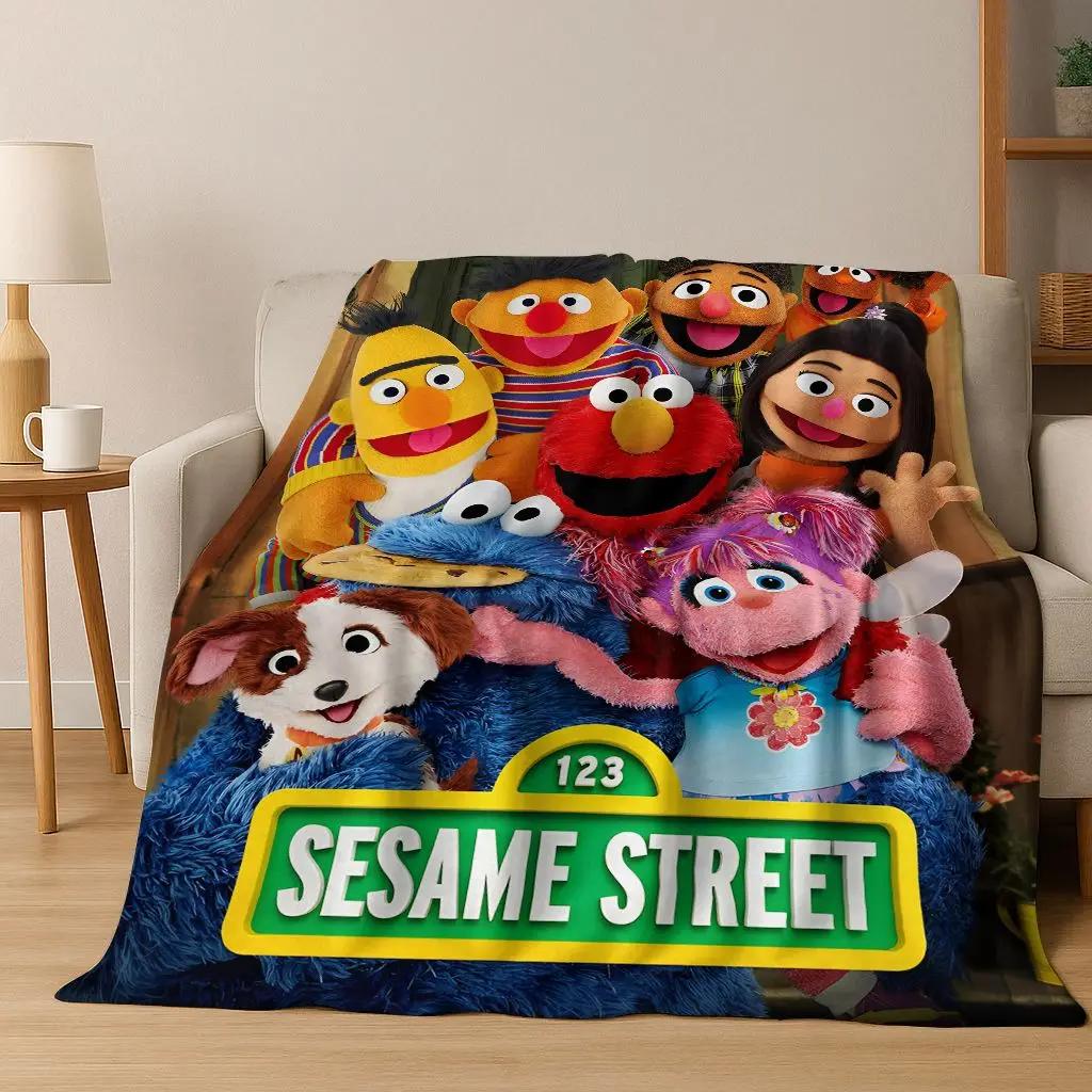 3D S-Sesame Cartoon Art Flannel Blanket,Cozy Soft Throw Blanket for Home Bedroom Bed Sofa Picnic Office Cover Gift Kids
