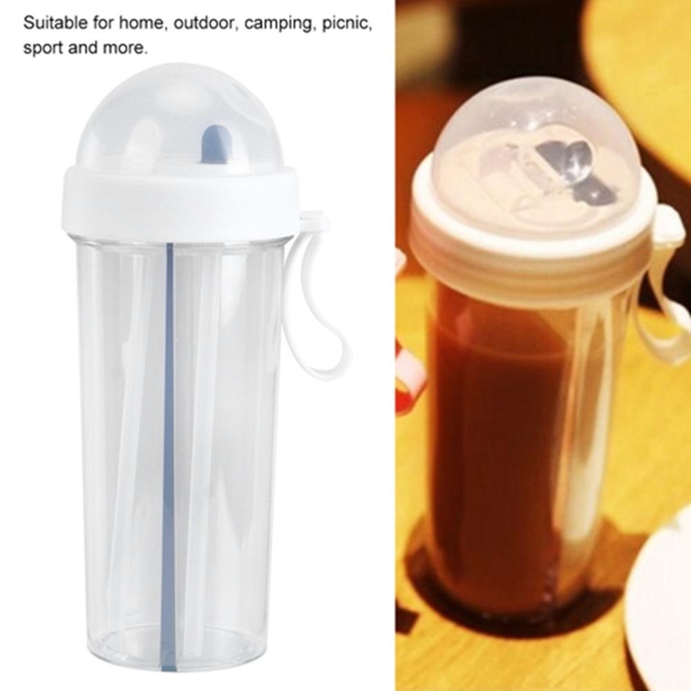 Dual Mouth Dual Drink Cup With Tubes Large Capacity Cup Smooth Surface Sport Tumbler  Couple Gift белый