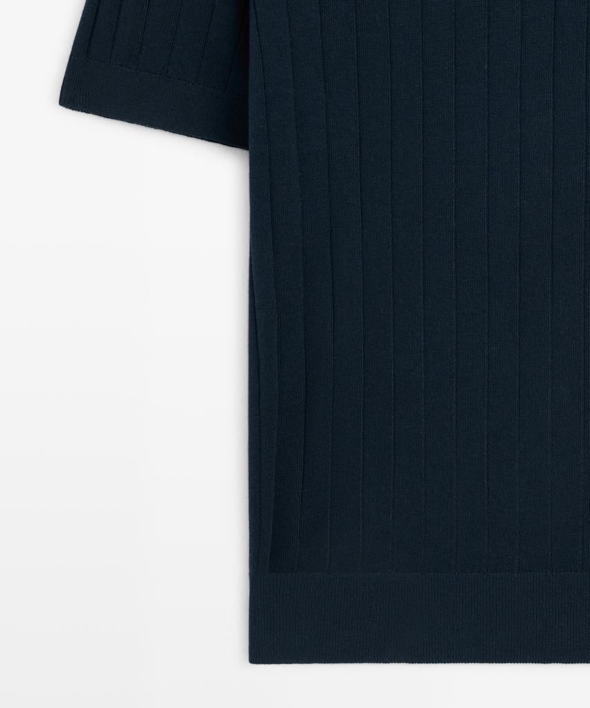 Masimodutti Cotton Ribbed Knit Polo Shirt