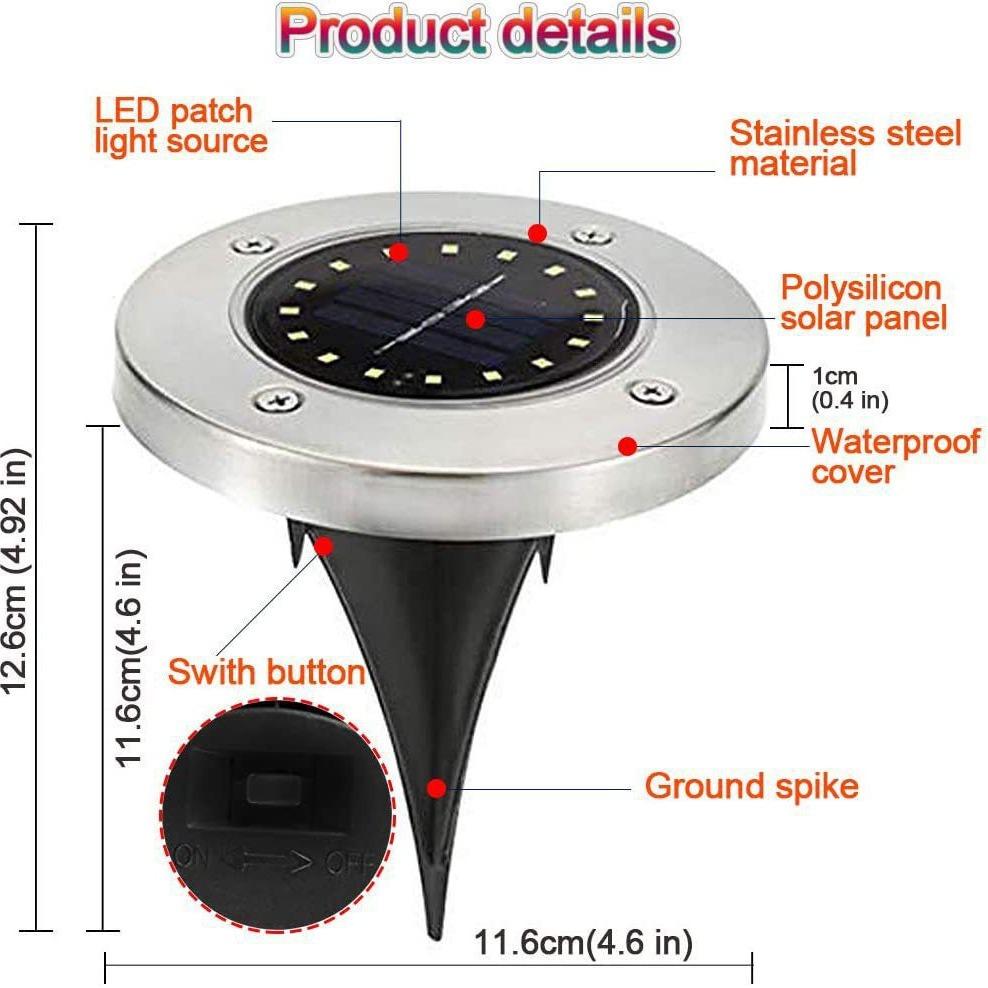 5PCS 8LED Super Bright Solar Buried Light, Outdoor IP44 Waterproof, Automatic Closing and Opening, Warm Light, White Light