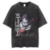 Camiseta Vintage Lavada Misa Amane de Death Note, Camiseta Unisex de Panel Anime Manga Streetwear, Top Casual Holgado 100% Algodón