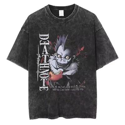 Death Note Misa Amane Vintage Wash T-Shirt, Unisex Anime Manga Panel Streetwear Tee, 100% Cotton Loose Casual Top
