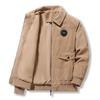 Corduroy Jacket Men's Autumn and Winter Thickened Velvet Casual Lapel Jacket Green and Medium Lamb Velvet Warm Winter Wear