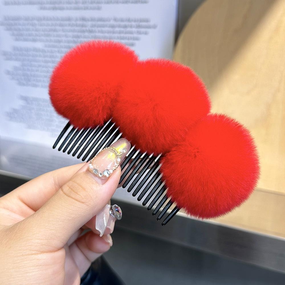 

Универсальная расческа-вставка из меха кролика рекс, заколка для челки, заколка для затылка, головной убор, краевой зажим, заколка-гребень, верхний зажим, плюшевые аксессуары для волос, женские красный