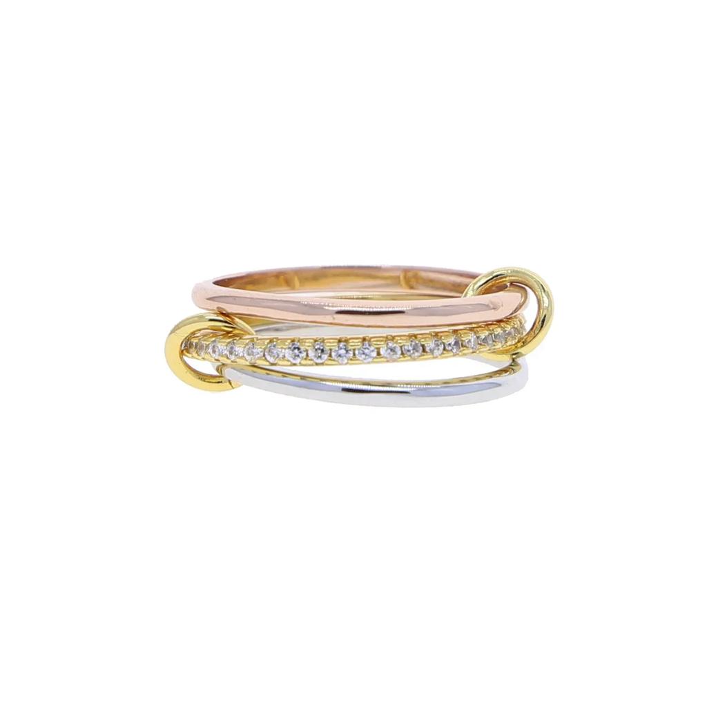 Fashion Gold And Silver Gold-Plated 4 Stackable One-Piece Thick Sparkling Zircon Rings For Women's Party Jewelry Rings