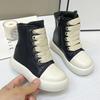 Fashion Vintage Designer Children Shoes  Fashion High Top Platform Black Leather Casual Girl Boy Chunky Sneaker