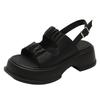 Thick-soled Word with Roman Sandals Women's Summer Casual Versatile Soft-soled Open-toed Thick Heel Black Outerwear Muffin Shoes