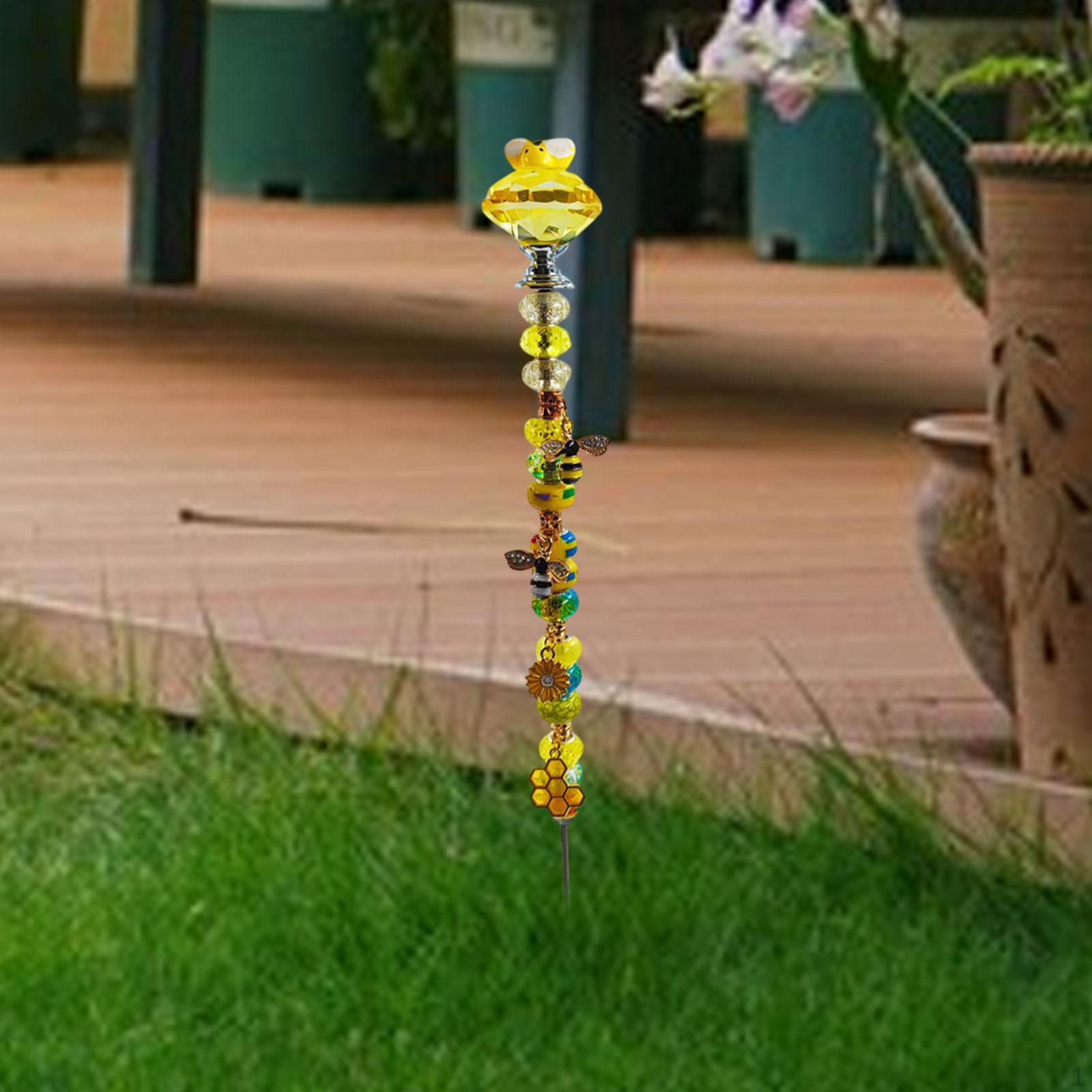 

Аксессуары для садовых колышков из бисера, 33x3,5 см, колышек для дворового искусства, самодельная палочка для газона жёлтый