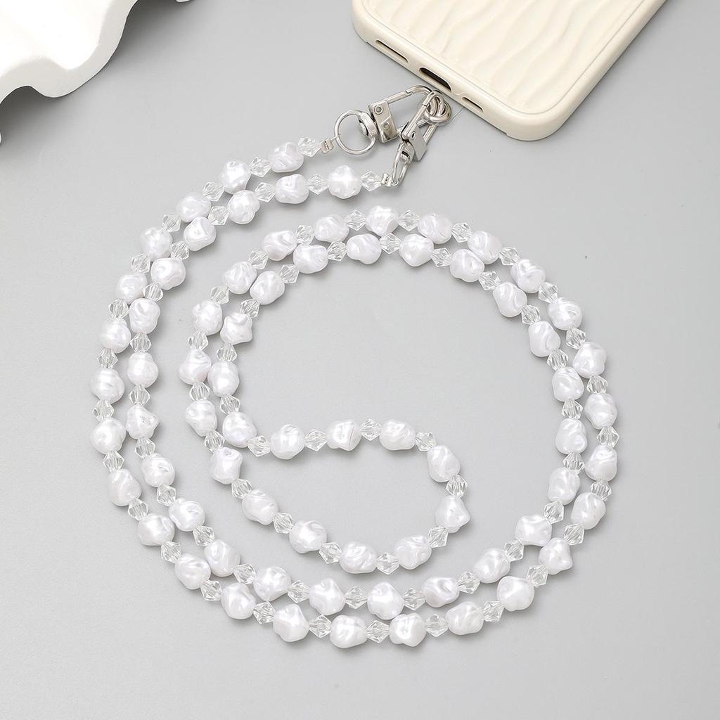 Yi Lian Handmade ABS Pearl Beaded Crossbody Bag & Phone Lanyard Strap