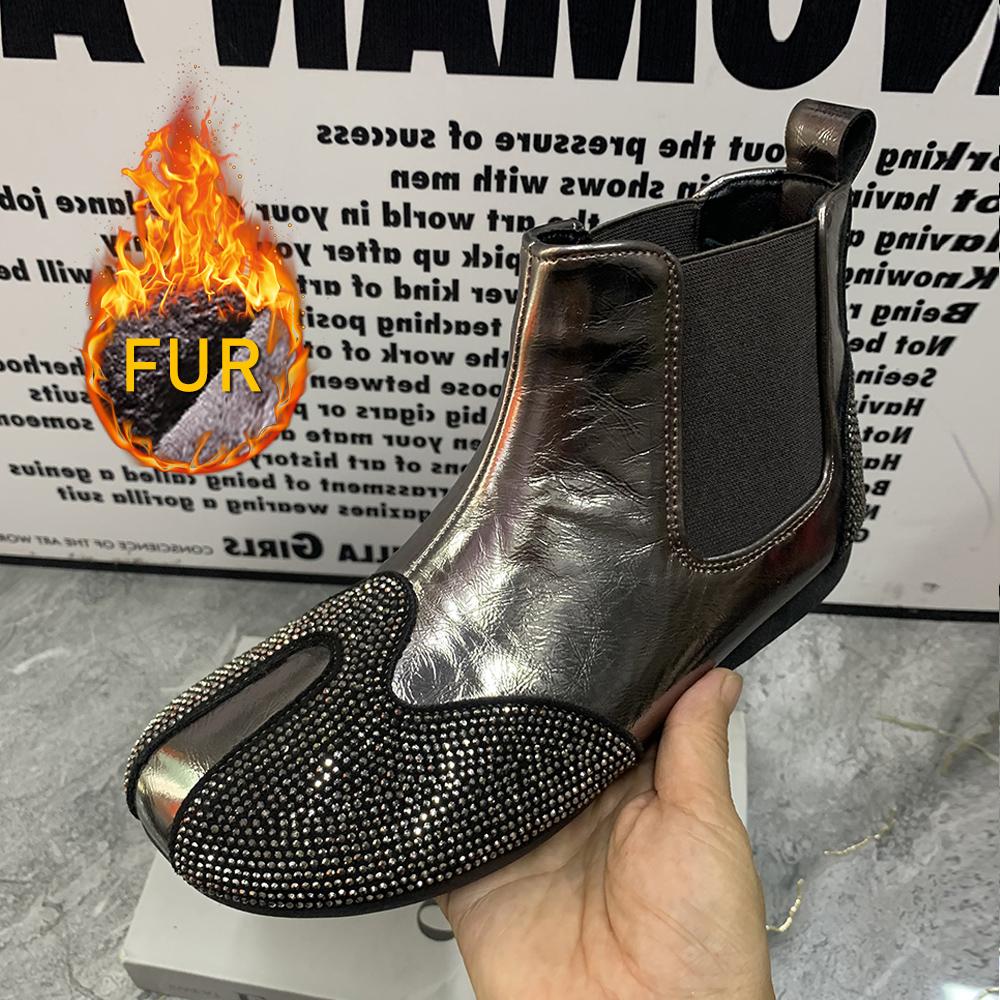 

Женские зимние сапоги Водонепроницаемые снегоступы Нескользящие Теплые Меховые Модные женские ботинки Большого размера Повседневные на плоской подошве Осенние ботинки 36