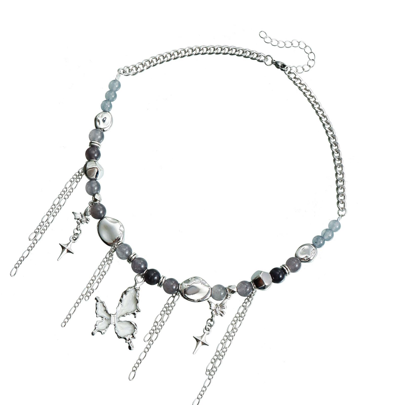 

Unique Butterfly Necklace Fashionable Beads Necklace Star Tassels Necklace Alloy Texture Perfect for Stylish Outfits