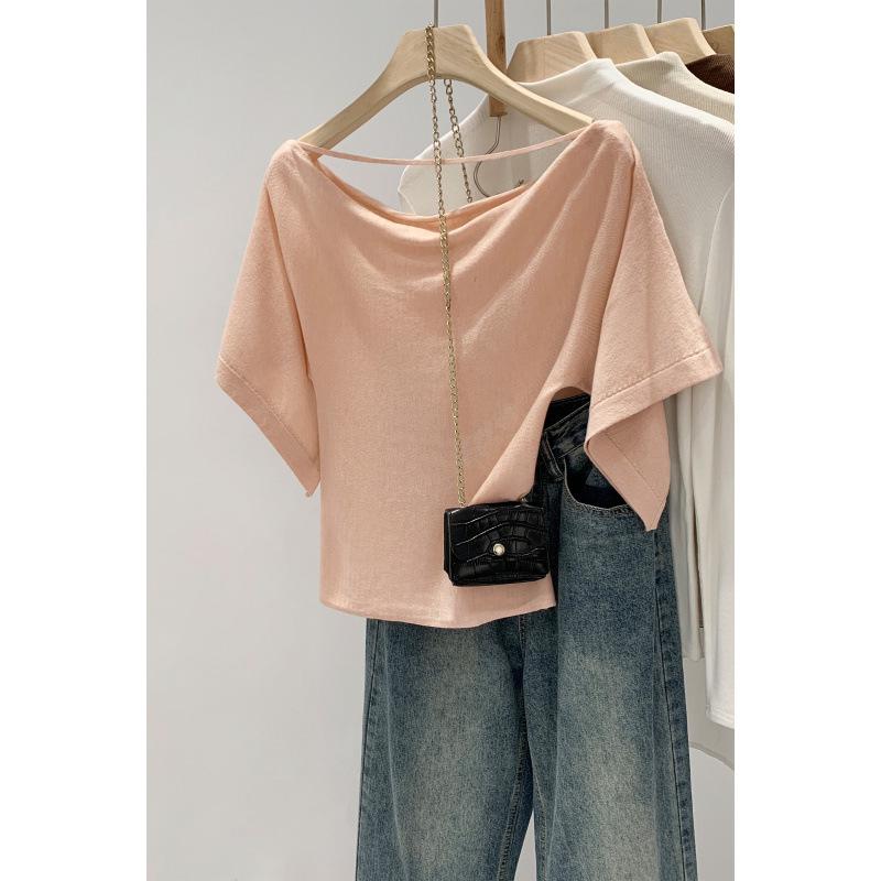 Korean-Style One-Shoulder Batwing Sleeve Summer Top for Women - 2026 Collection