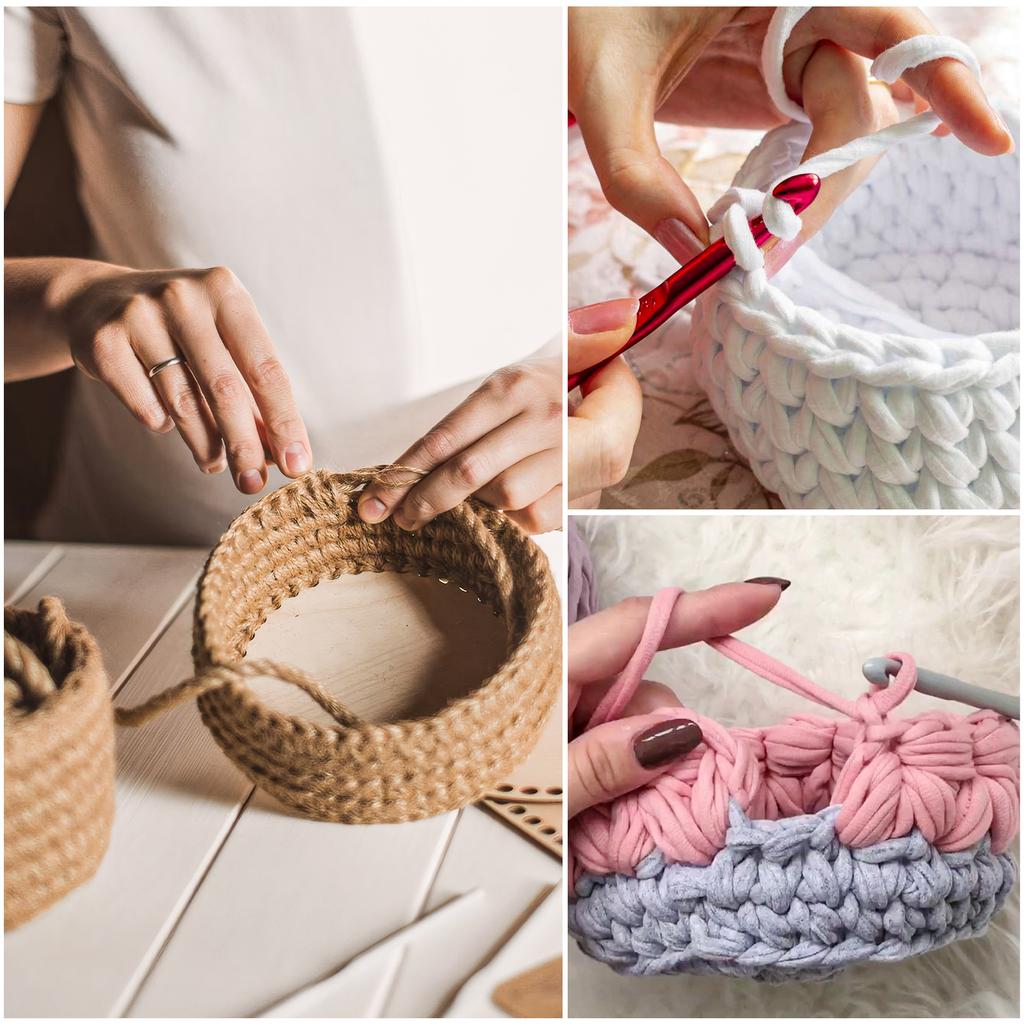 5pcs Solid Poplar Plywood Crochet Basket Base Unfinished Wooden Bottom for DIY Weaving Craft Projects Home Decor