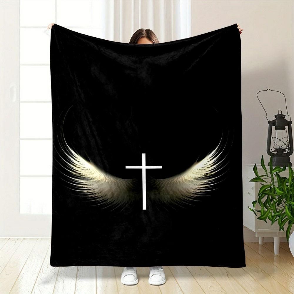 Cross Wings Blanket Printed Blanket for Living Room Bed Couch lunch break Soft Cozy Blanket for Friend's festival Gift