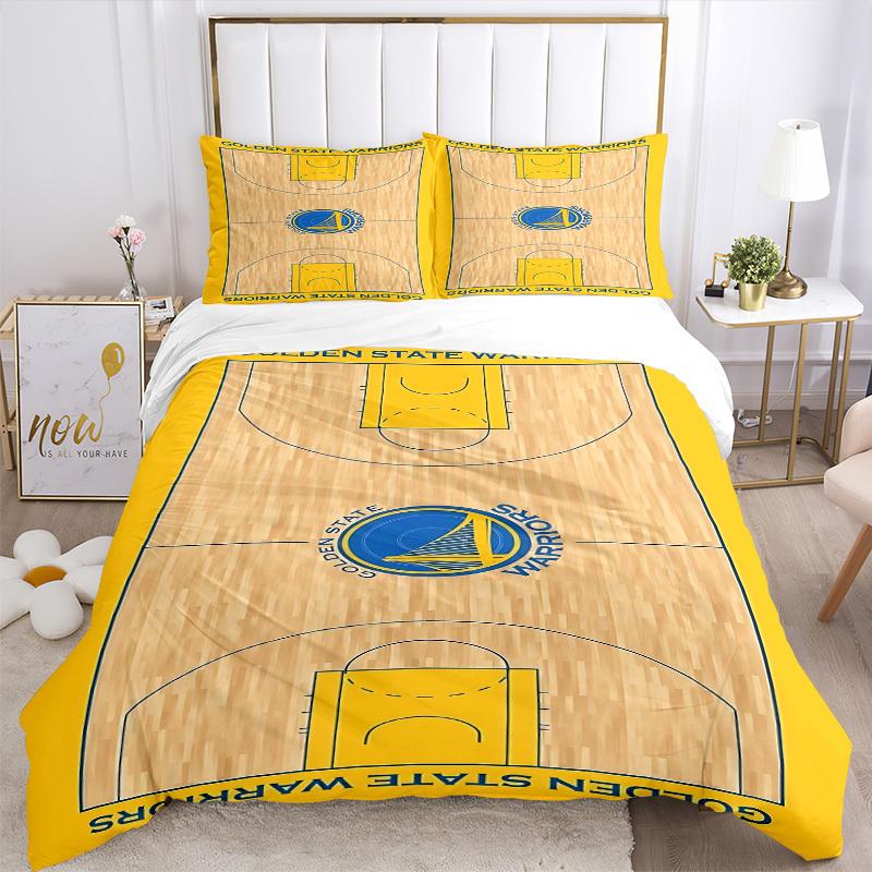 3dílná sada povlečení Golden State Warriors Basketball Obsahuje 1 přikrývku + 2 povlaky na polštář, Bez výplní do polštářů, Měkké Pohodlné,a0910236