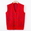 Middle-aged Elderly Knitted Sweater Vest Female Age 0 Mother Wear Autumn Sweater Vest Grandma New Warm Cardigan