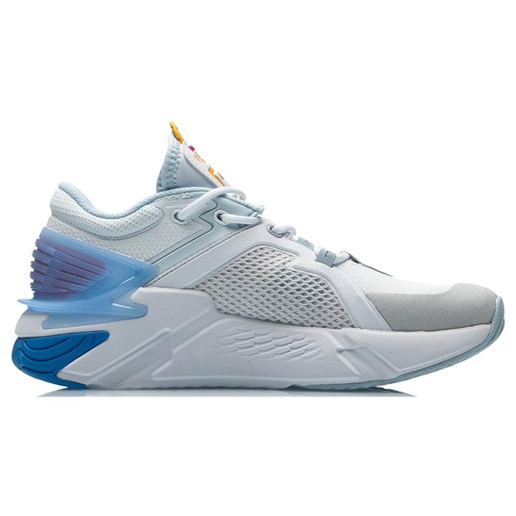 Li Ning 001 Ti Dämpfung Rutschfest Niedrig geschnittene Laufschuhe Damen Weiß Blau AGLR008-1
