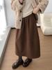 Wool Blend Plaid A-line Midi Skirt - Retro, High Waist, Slimming, Versatile, Autumn/Winter Style