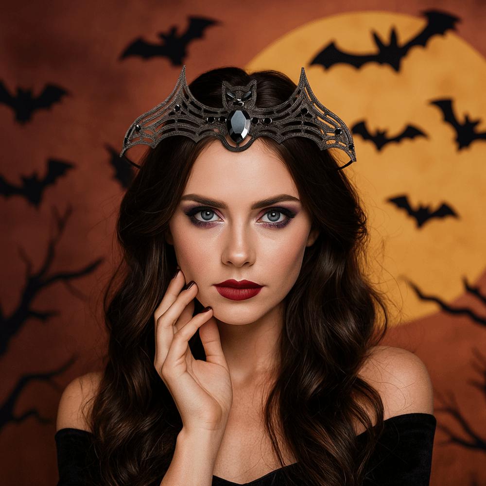 Sparkling Halloween Bat Hairband Metal Halloween Tiara Retro Rhinestone Crowns  Party