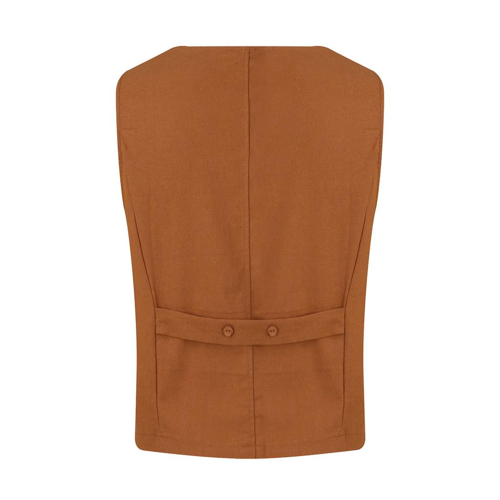 Vintage Vest Summer Deep V-Neck Solid Casual Sleeveless Tank Tops Cotton Linen Thin Outerwear Vest Coat