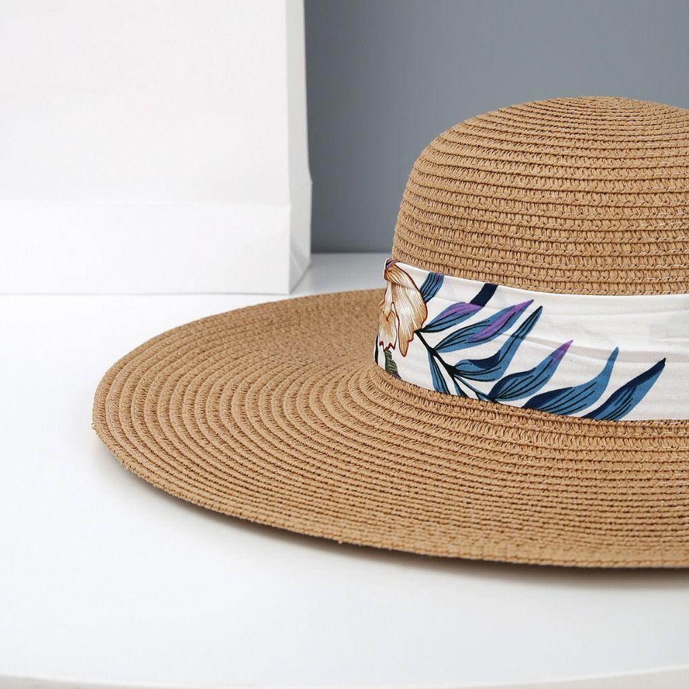 Sun Protection Straw Beach Hat Large Capacity Tote Bag Portable Beach Bag Travel Outdoors