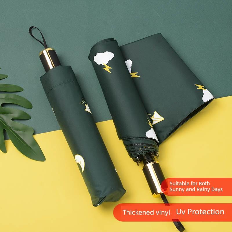 Automatic Umbrella Ins Style Men's and Women's Dual-Use Black Glue Sun Umbrella Sun Protection UV Protection Folding Sun Umbrella
