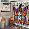 Hallowmas Bat Butterfly Spider Web Bathing Curtain  Bathroom  Shower Curtain Waterproof With 12 Hooks Fishes Home Deco Free Ship