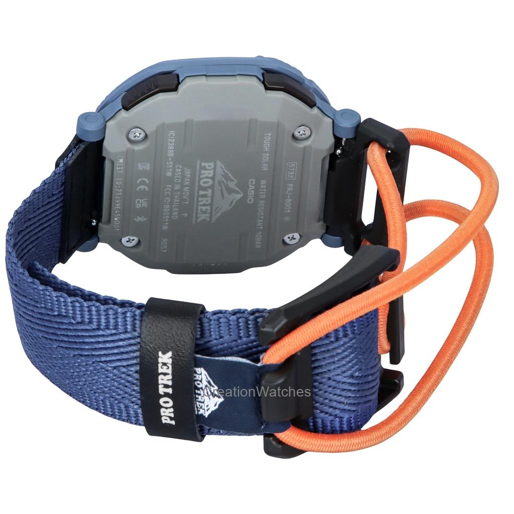 Casio Pro Trek Hiker Line Analogově-digitální Mobile Link Látkový řemínek Šedý ciferník Tough Solar PRJ-B001B-2 100M Pánské hodinky