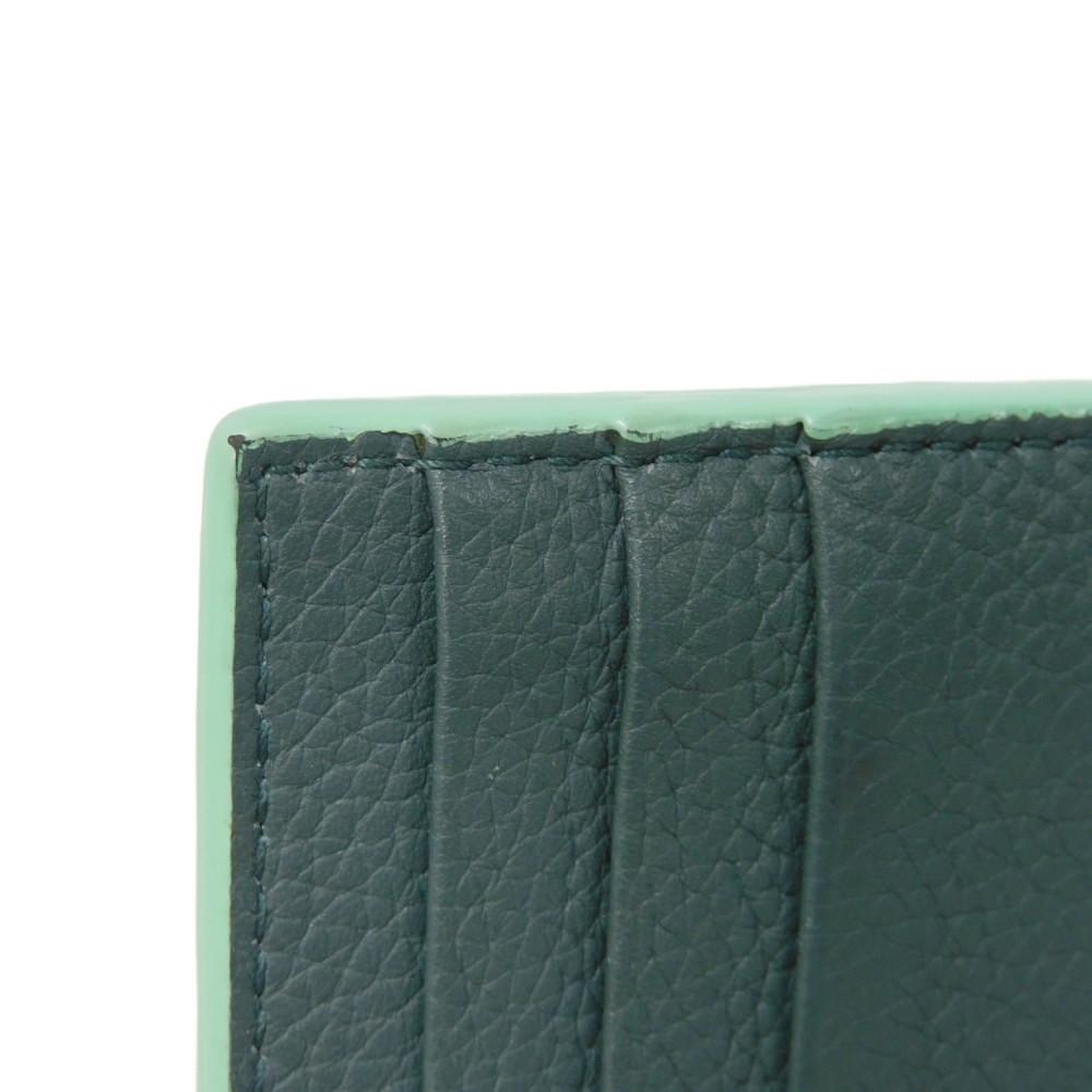 Used 11897 Cassette Credit Card Holder 7946 Inkwell RFID Maxi Intrecciato Light Green Men's from Japan AUTHENTIC