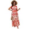 Spring/summer Women's Casual Elegant Holiday Style Printed High-waisted Halter Dress
