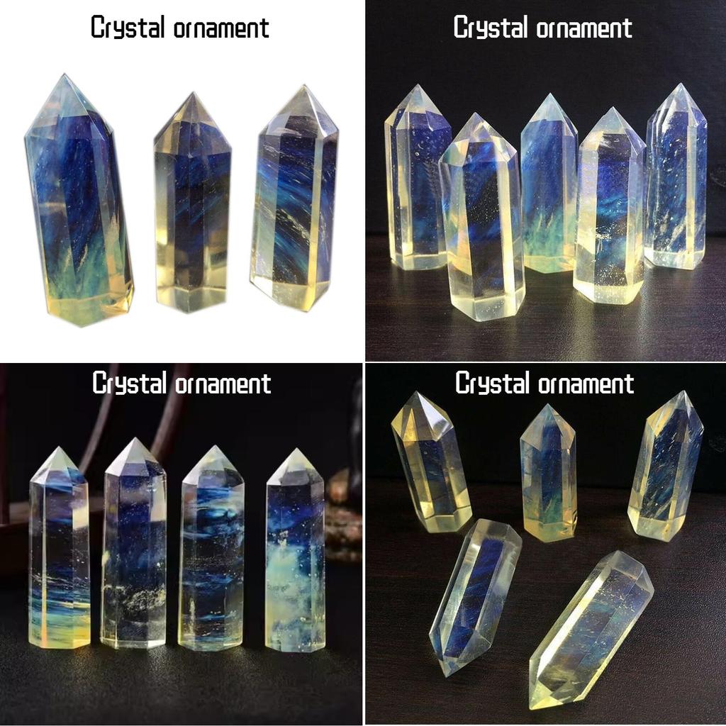 Modern Minimalistisk Kristallinredning Gul Smältande Sten Enkel Spets Sexkantigt Prisma