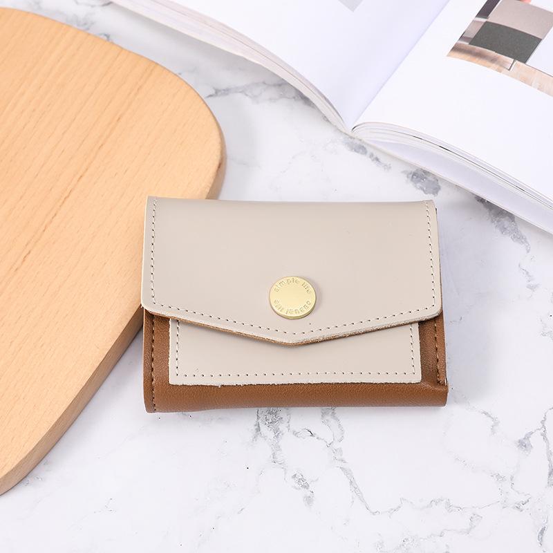 

Новый маленький кошелек женский модный простой однотонный студенческий кошелек для мелочи многокарточный трехсложенный на молнии свежий кошелек