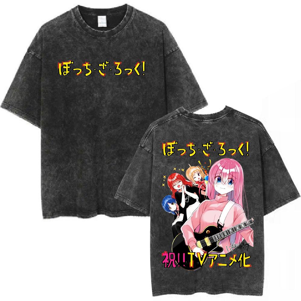 Vintage Washed Bocchi The Rock Ijichi Nijika Yamada Ryo Gotoh Hitori Kita Ikuyo Tshirt Kessoku Band Print T-shirt Men Women Tees