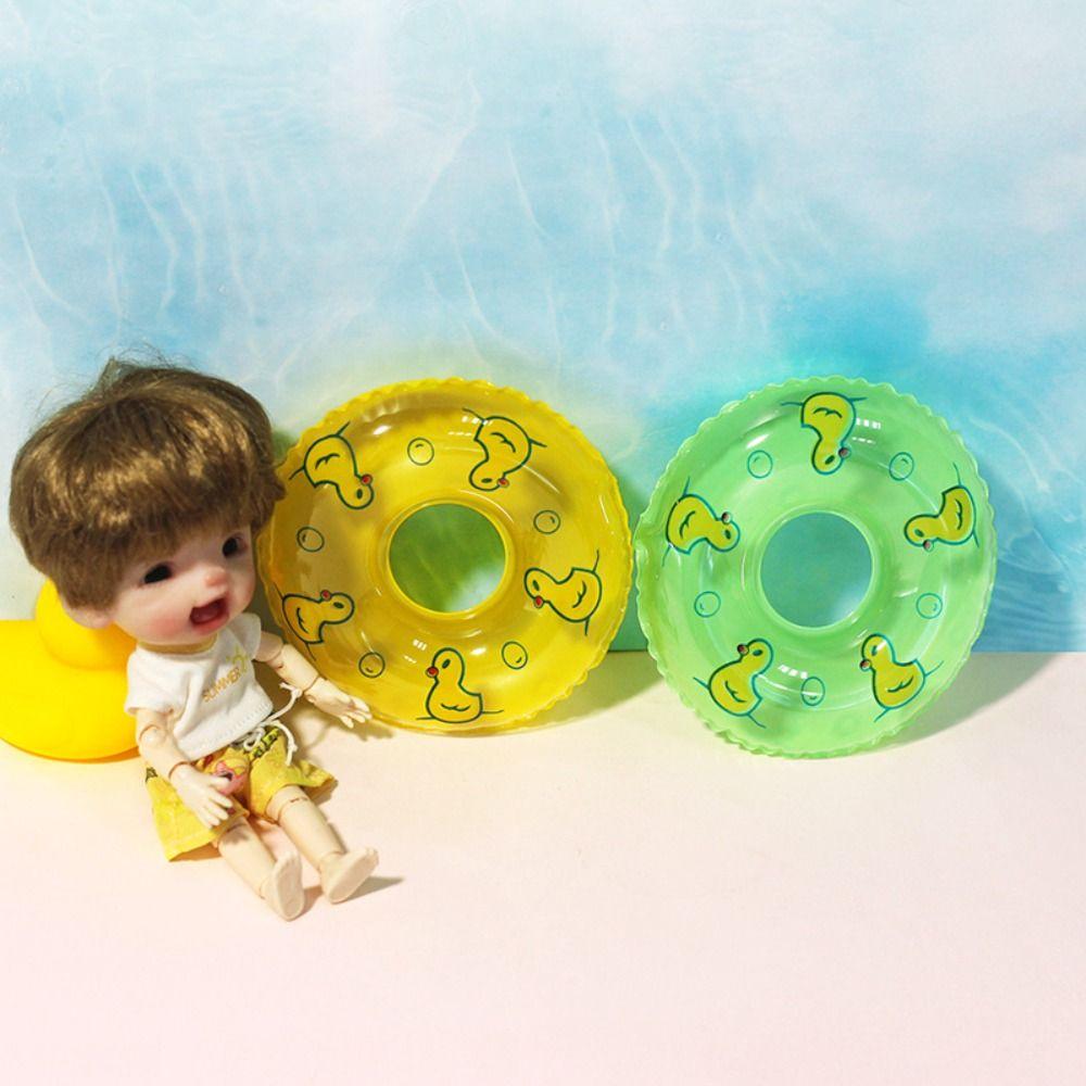 Yellow Duck Mini Rings Swimming Toy PVC Duck Bathing Float Lifebelt Model  Children Gift