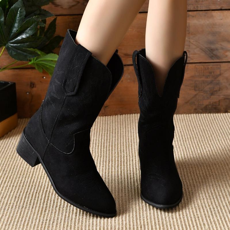Women's Boots 2026 High Quality Shoes Female Modern Party Boots Autumn Suede Pointy Toe Chunky Heel Lady Ankle Boots Botas Mujer