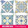 Home Decor Exquisite Blue-Yellow Patterned Throw Pillow Covers Pattern Cushion Cover Suitable For Sofa Bedroom Car Pillow Cover