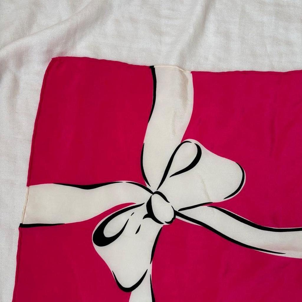 Used Yves Saint Laurent Silk Scarf Pink Ribbon YSL Vintage