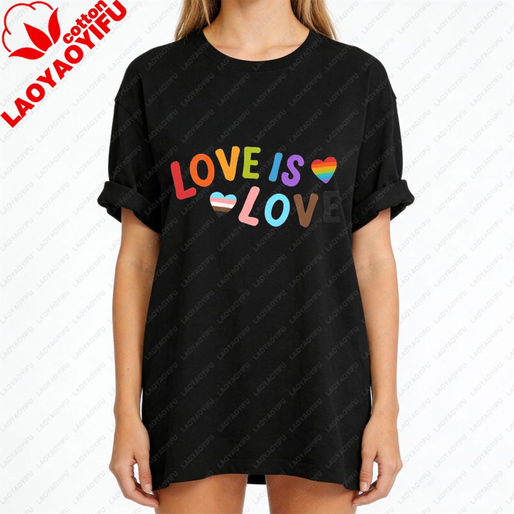 Inclusive Love Is Love Shirt Clean Cheerful Aesthetic Unisex Tshirt Lgbtq Pride Clothing Pride Month Unisex Casual Cotton TShirt