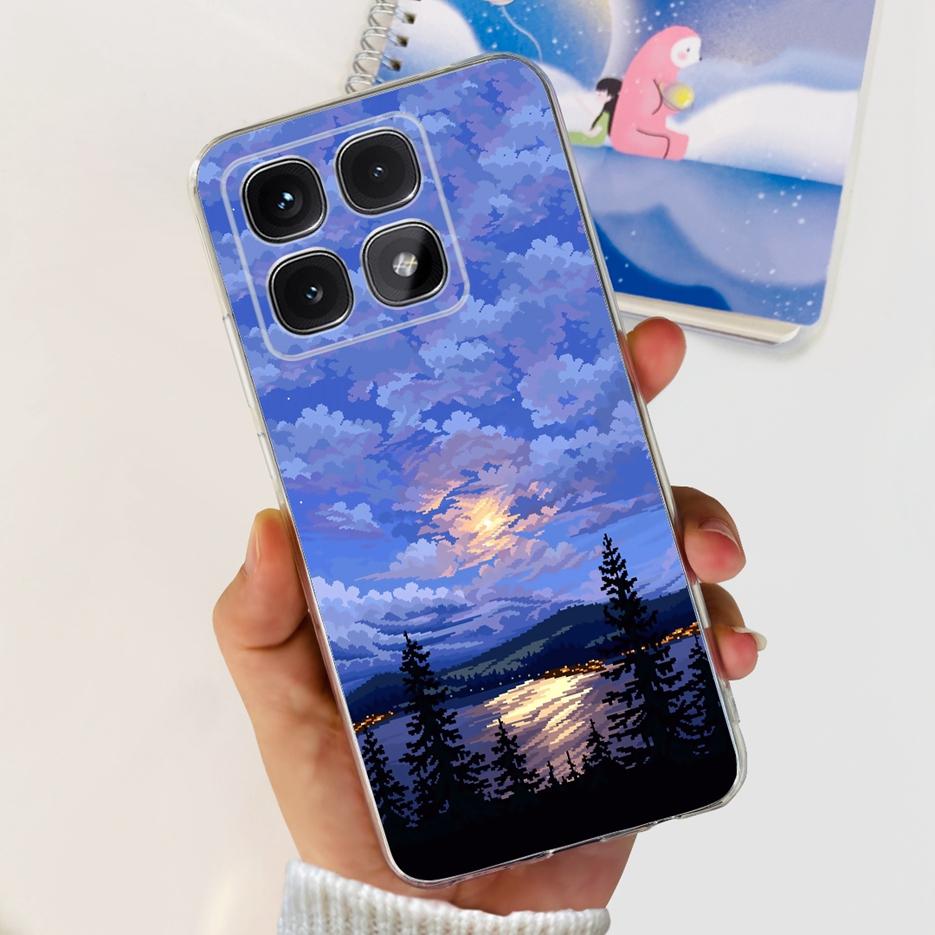 For Xiaomi 14T Pro Case Stylish Flowers Painted Cover 6.67'' Clear Silicone Phone Case For Xiaomi Mi 14T 14TPro Mi14T Soft Shell