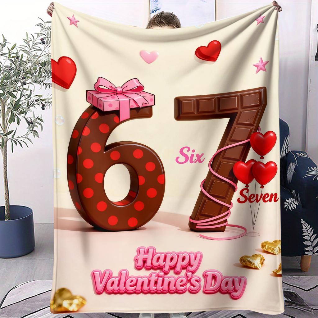 67 Six Seven Romantic Plush Blanket Printed Flannel Blanket Soft Cozy Fluffy Sofa Bed Travel Camp Office Valentines Day Gift