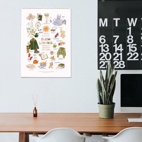 2026 Slow Living Veggkalender Dekorativ Skrivebordsplanlegger Glatt Sidevending Begivenhetsmarkeringskalender Hjemmekontororganisator