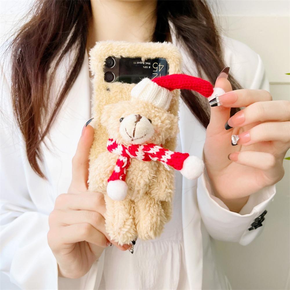 Half-wrapped Z Flip 3 Phone Cover Folding Phone Case Z Flip 4 Bear Phone Case  Girls Gift