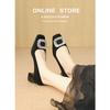 New mid-heel square head high-grade elastic velvet thick heel shallow mouth versatile one-pedal women's single shoes