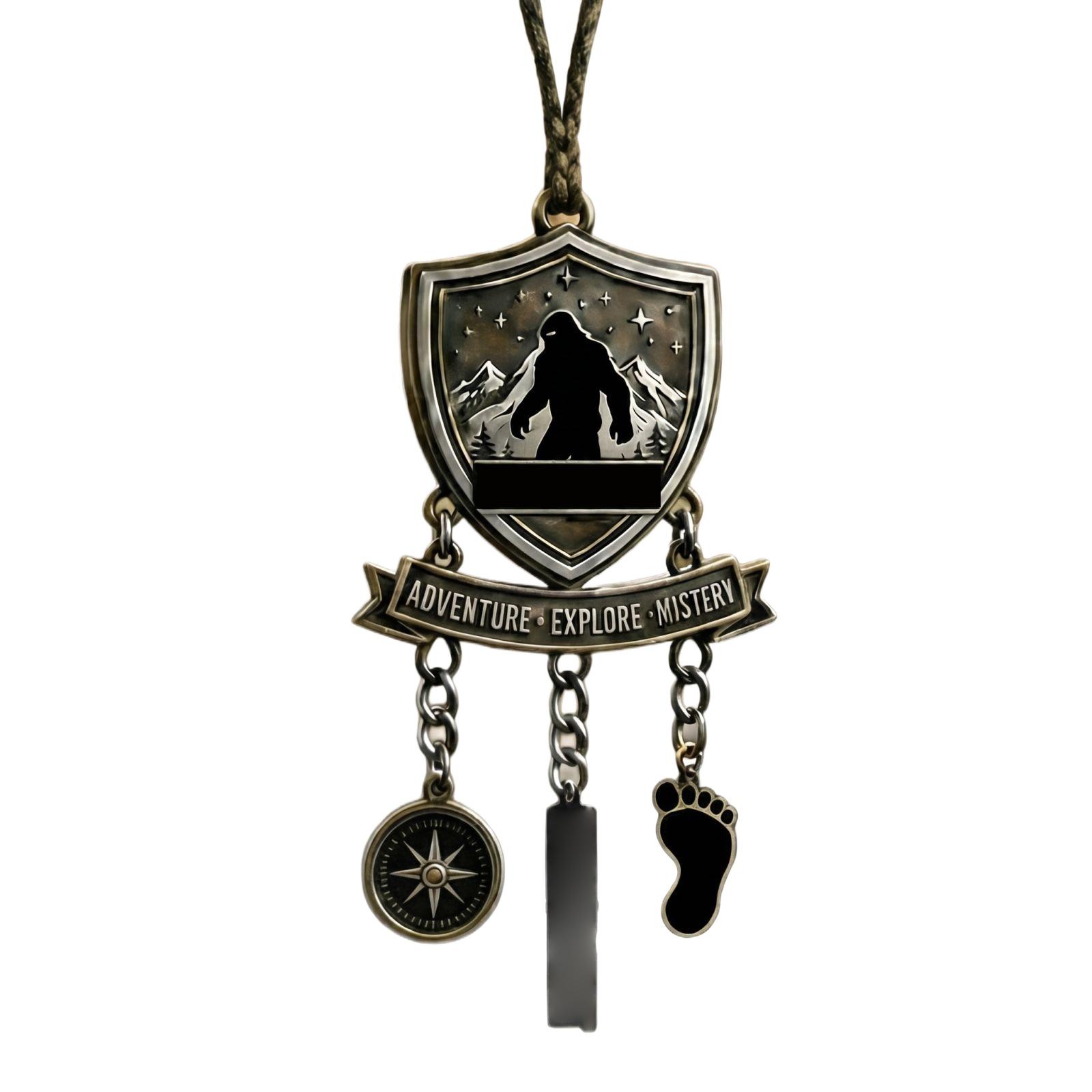 

Car Rearview Mirror Hanging Ornament Adventure Explore Mystery Pendant with Shield Design Compass Footprint Charms for Vehicle Interior Decoration One Size серебряный