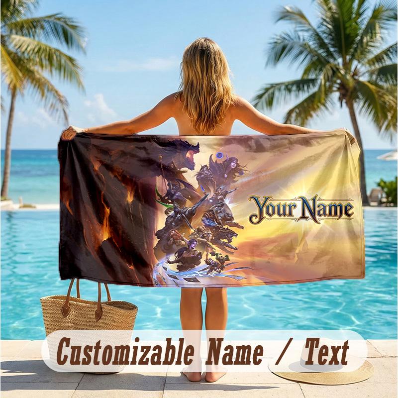 Custom Text Beach Towel, Soft Absorbent Swimming Multi-use TowelWorld of Warcraft