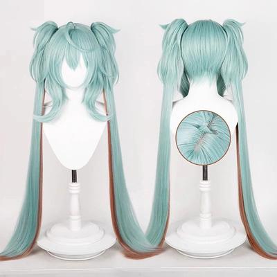 Miku Rascal Cosplay Wig Little Devil Long Cyan With Ponytails Heat Resistant Synthetic Hair Halloween Anime Wigs + Wig Cap