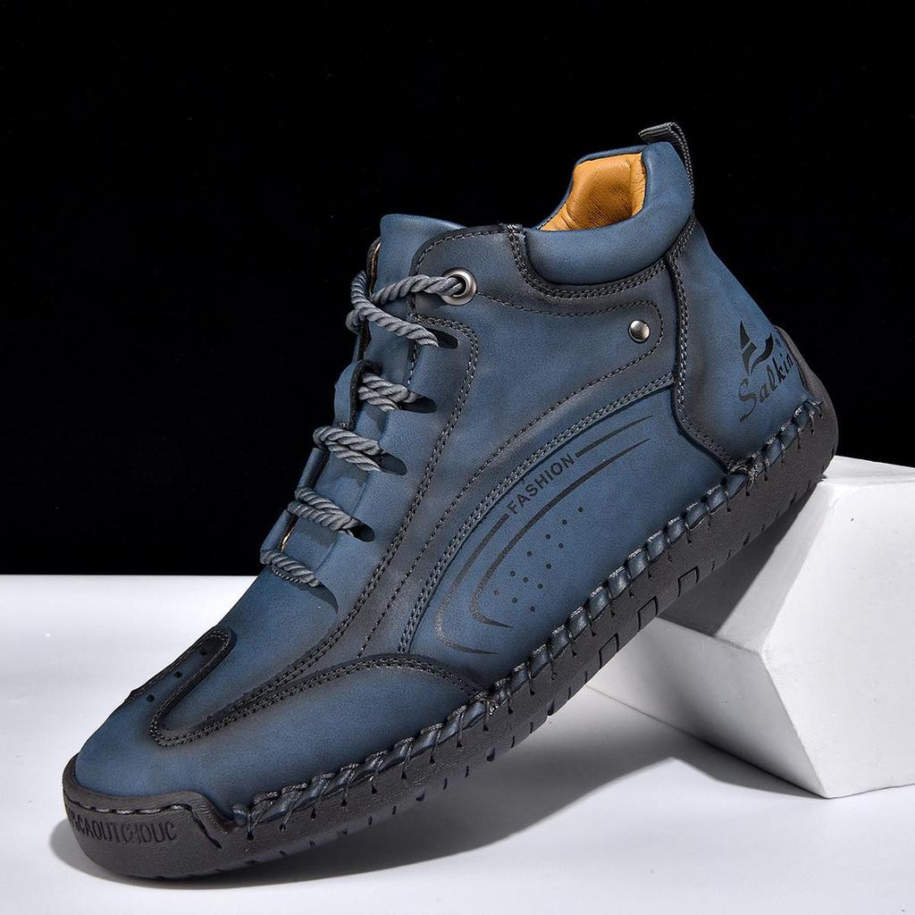 Men's Plus Size Hand-Stitched Leather Fashion Boots - Comfortable Outdoor Casual Loafers by Dr. Martens Street Trend