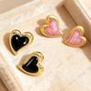Versatile Iridescent Heart-Shaped Stainless Steel Stud Earrings
