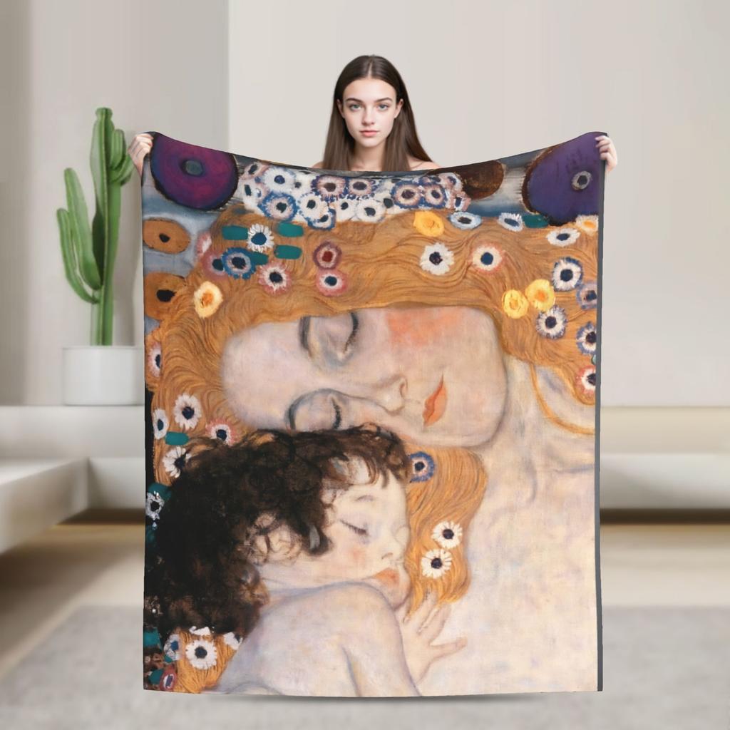 Klimt kind Retro Super Warme Decken Reise Plüsch Überwurf Decke Lustige Couch Bett Flanell Bettdecke Sofa Bettbezug